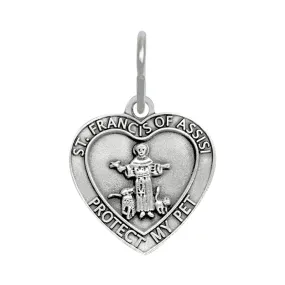 1-1/2 Inch Pewter Heart and St. Francis Pet Medal