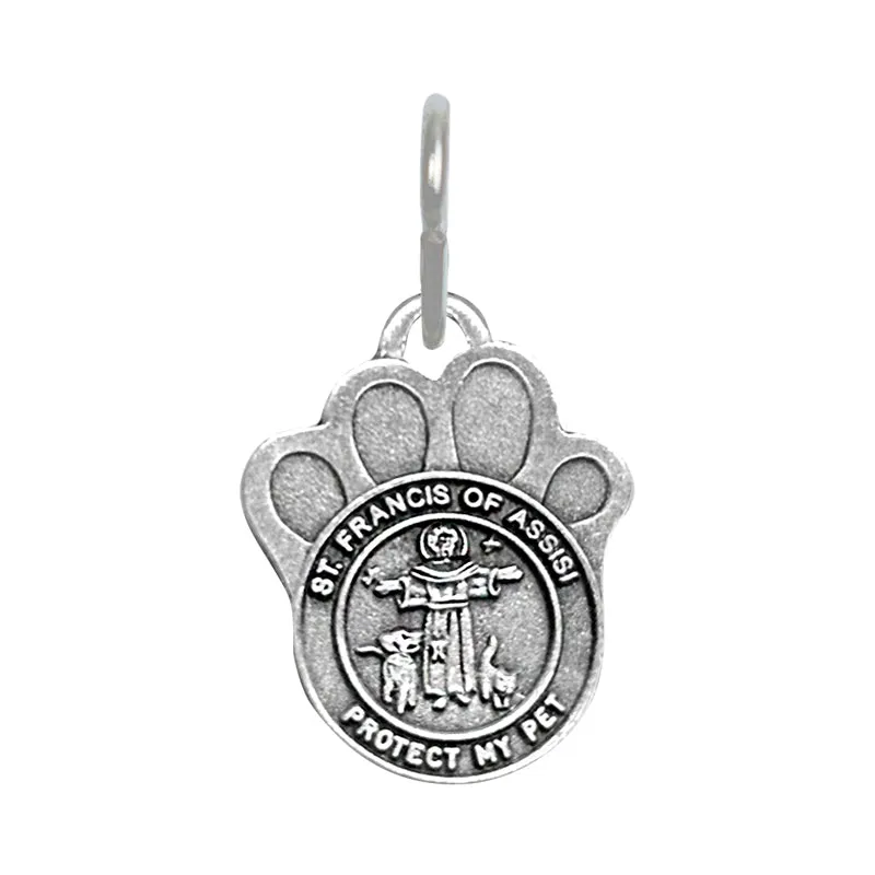 1-1/4 Inch Pewter Paw and St. Francis Pet Medal
