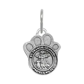 1-1/4 Inch Pewter Paw and St. Francis Pet Medal