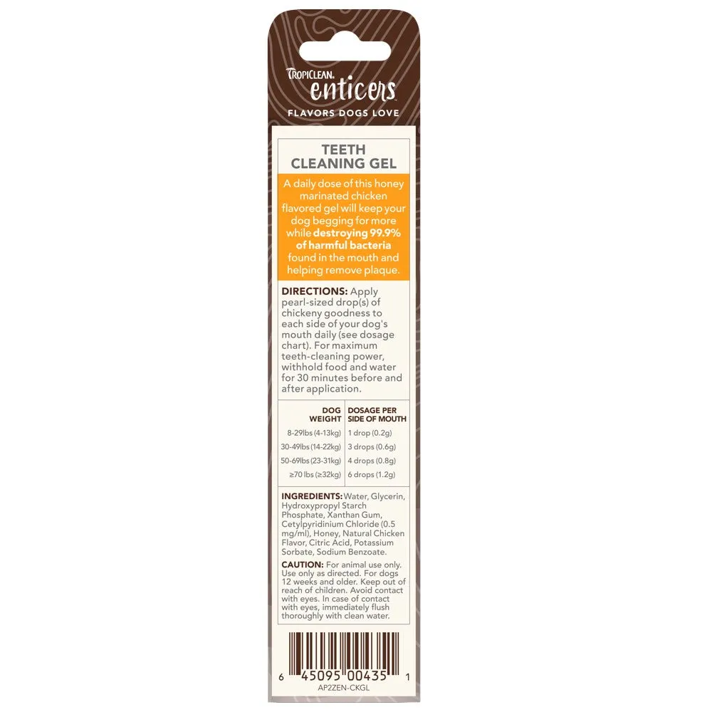 15% OFF: Tropiclean Enticers Honey Marinated Chicken Flavor Teeth Cleaning Gel For Dogs 2oz