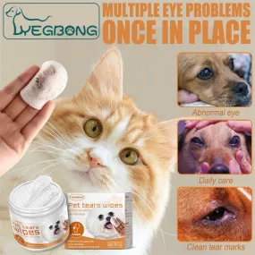1Box Pet Eye Wet Wipes Cleaning;  Cat/Dog Tear Stain Remover; Soft Gentle Wipes