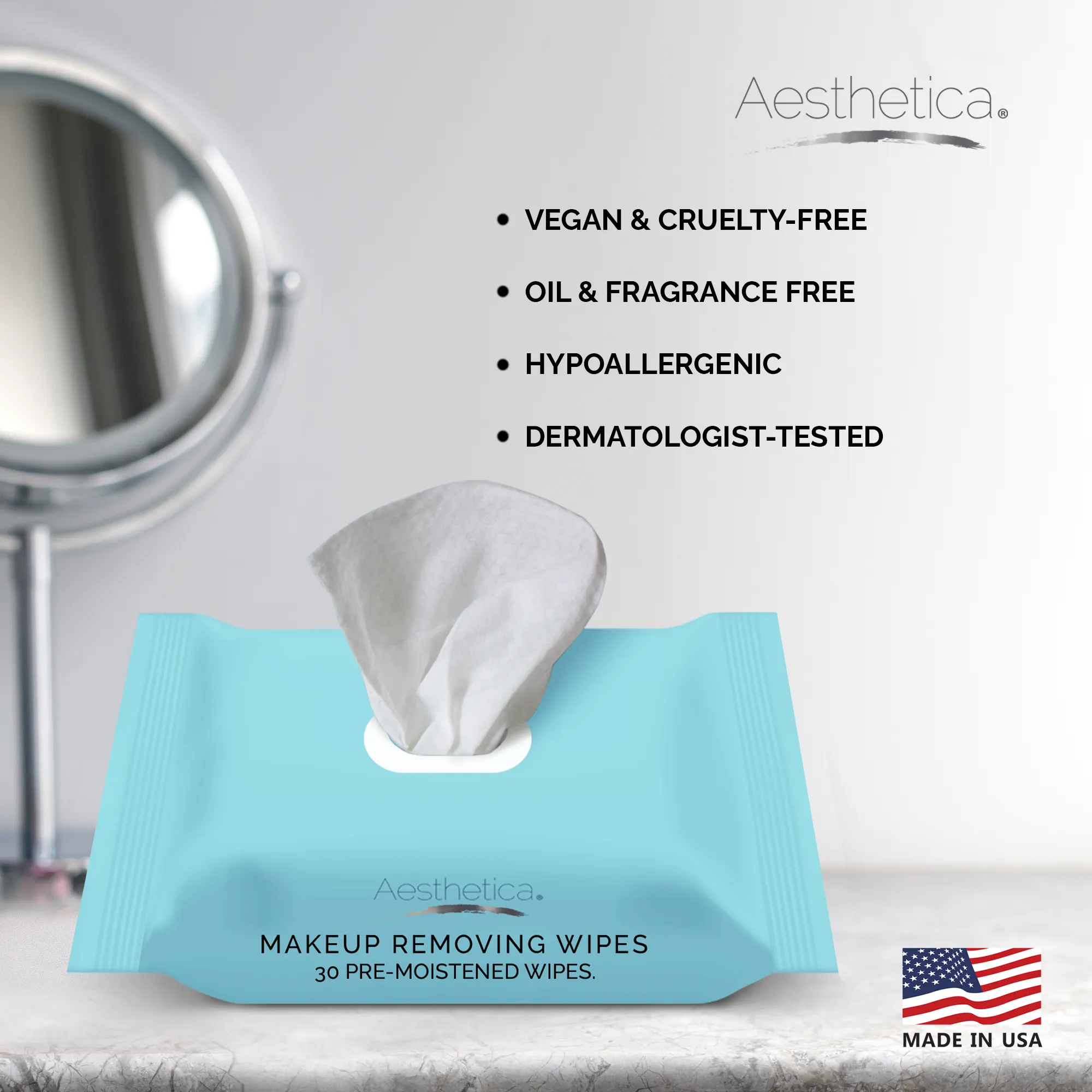 Aesthetica Makeup Removing Wipes - 6 Pack