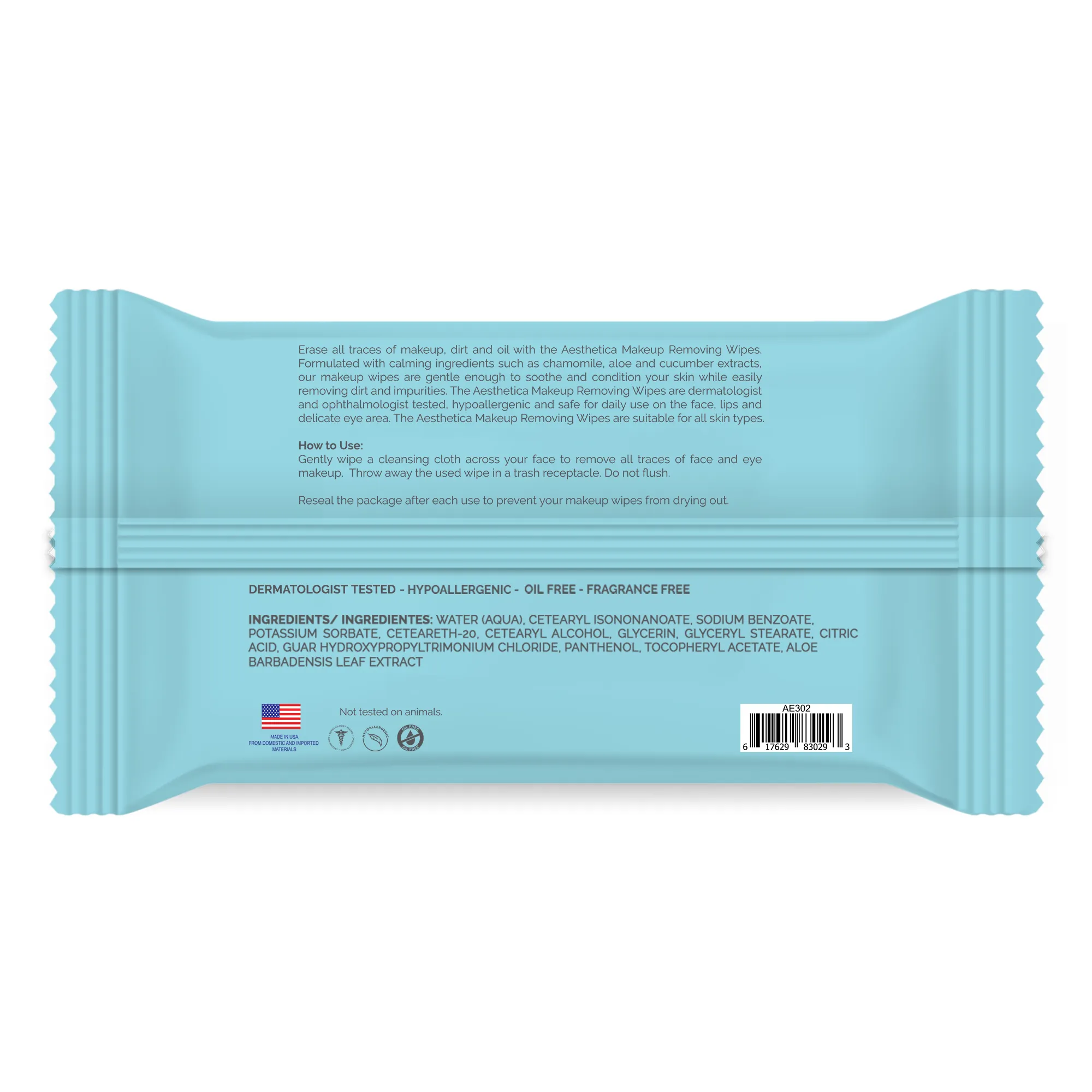 Aesthetica Makeup Removing Wipes - 6 Pack