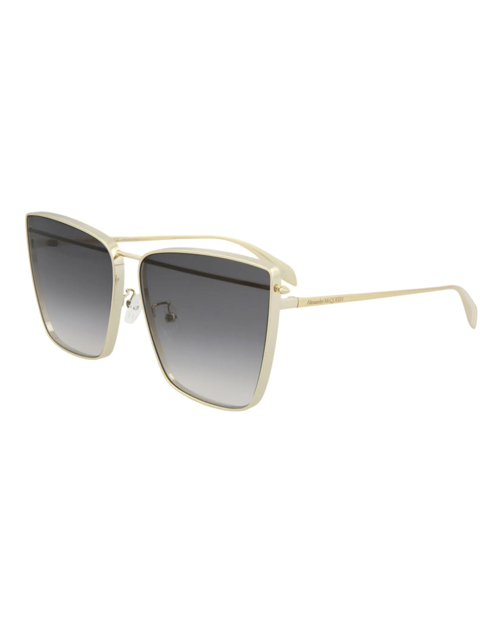 Alexander McQueen Womens Cat Eye Gold Gold Grey Fashion Designer Eyewear