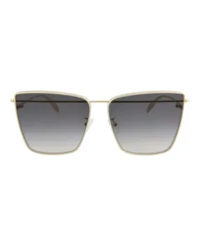 Alexander McQueen Womens Cat Eye Gold Gold Grey Fashion Designer Eyewear