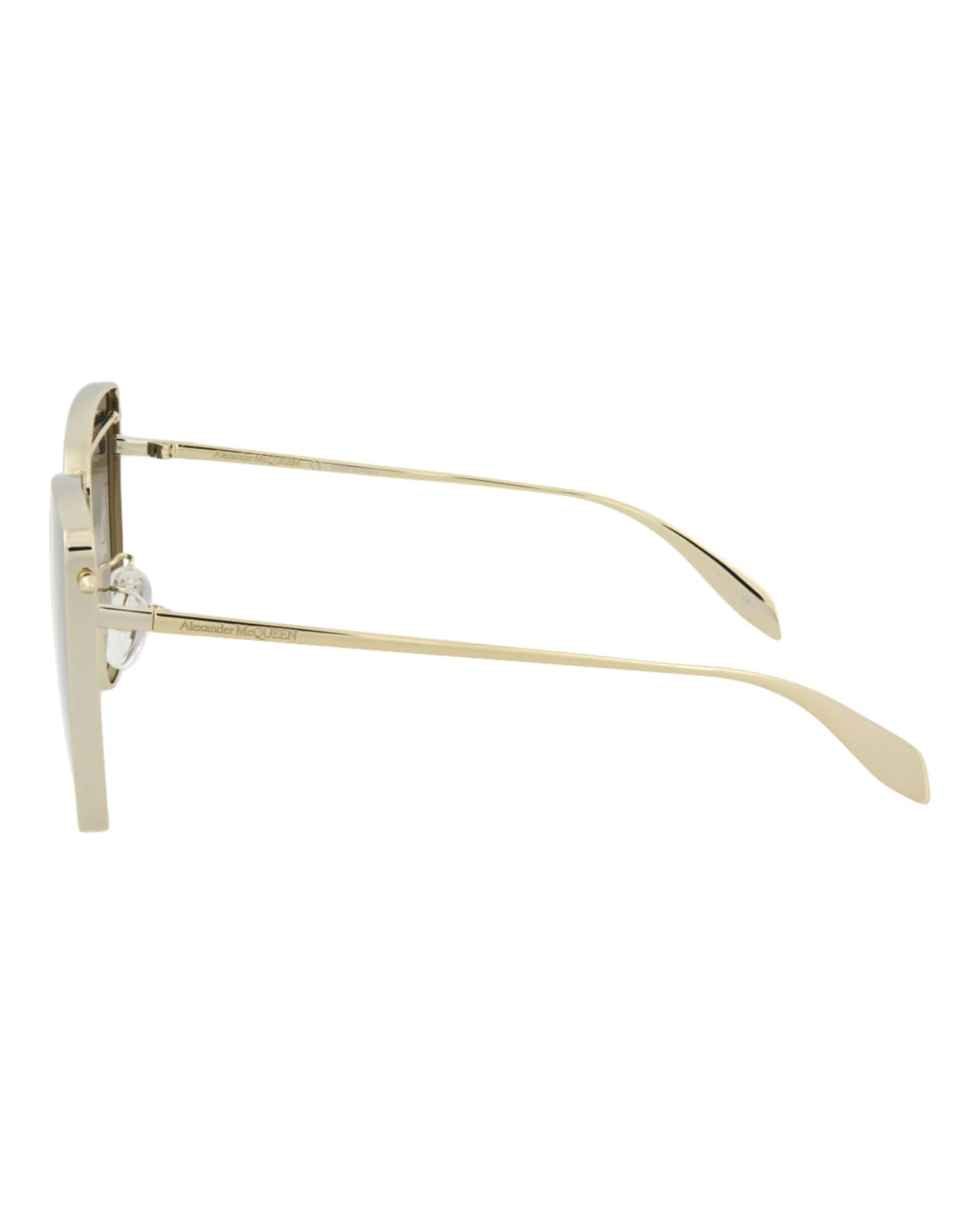 Alexander McQueen Womens Cat Eye Gold Gold Grey Fashion Designer Eyewear