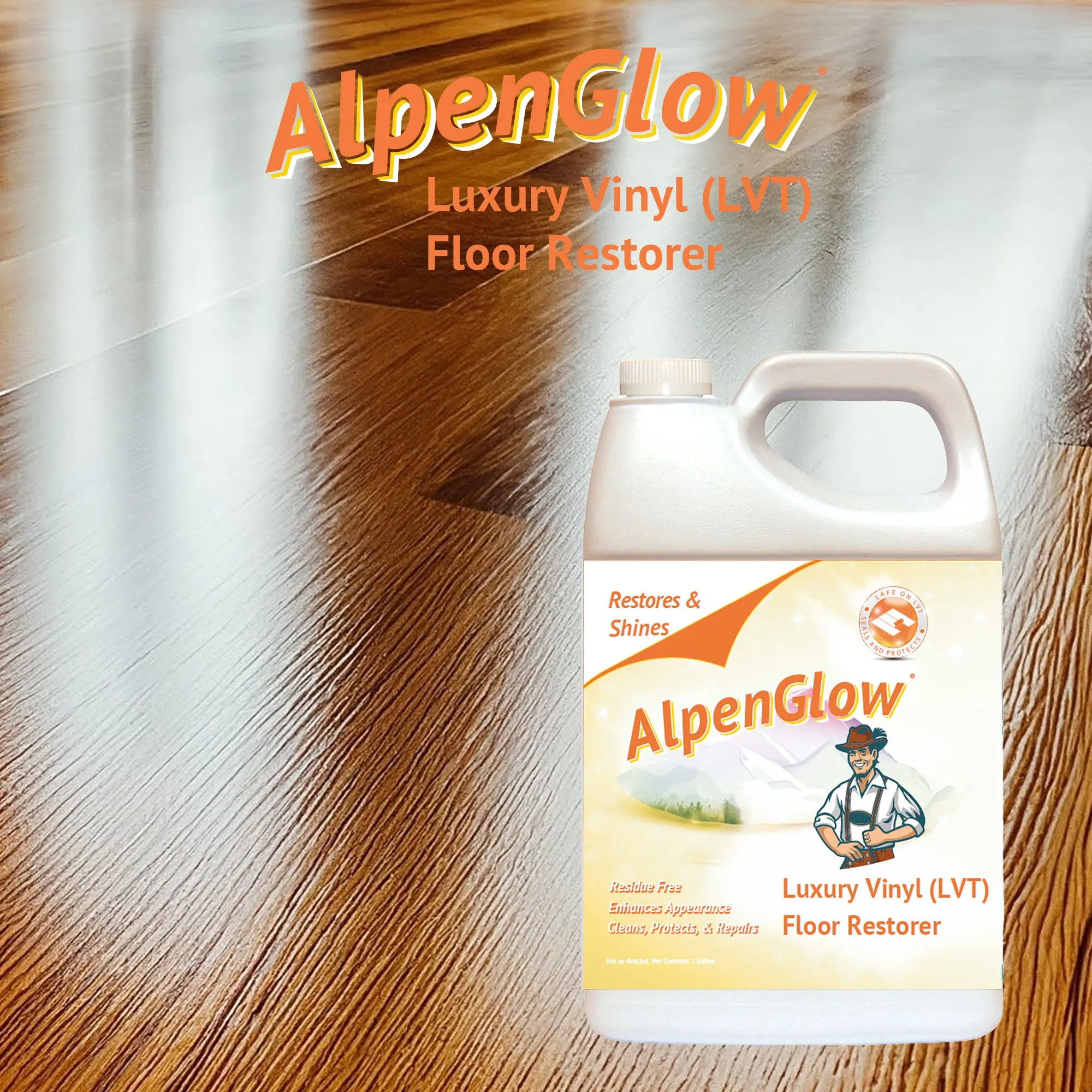 AlpenGlow Luxury Vinyl Floor Restorer, Commercial Use, Gallon