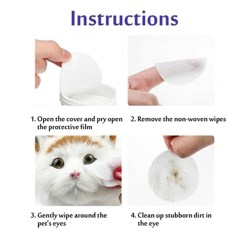 ANIMAL  Wet Wipes Eye Tear Ear Stain Remover  Portable Wet Towels Dog Cat Cleaning Wipes Grooming Wipes Towel