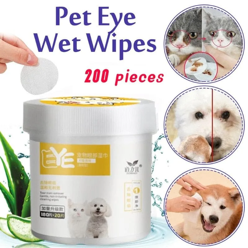 ANIMAL  Wet Wipes Eye Tear Ear Stain Remover  Portable Wet Towels Dog Cat Cleaning Wipes Grooming Wipes Towel