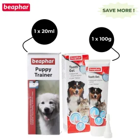 Beaphar Tooth Gel and Puppy Potty Trainer for Dogs Combo