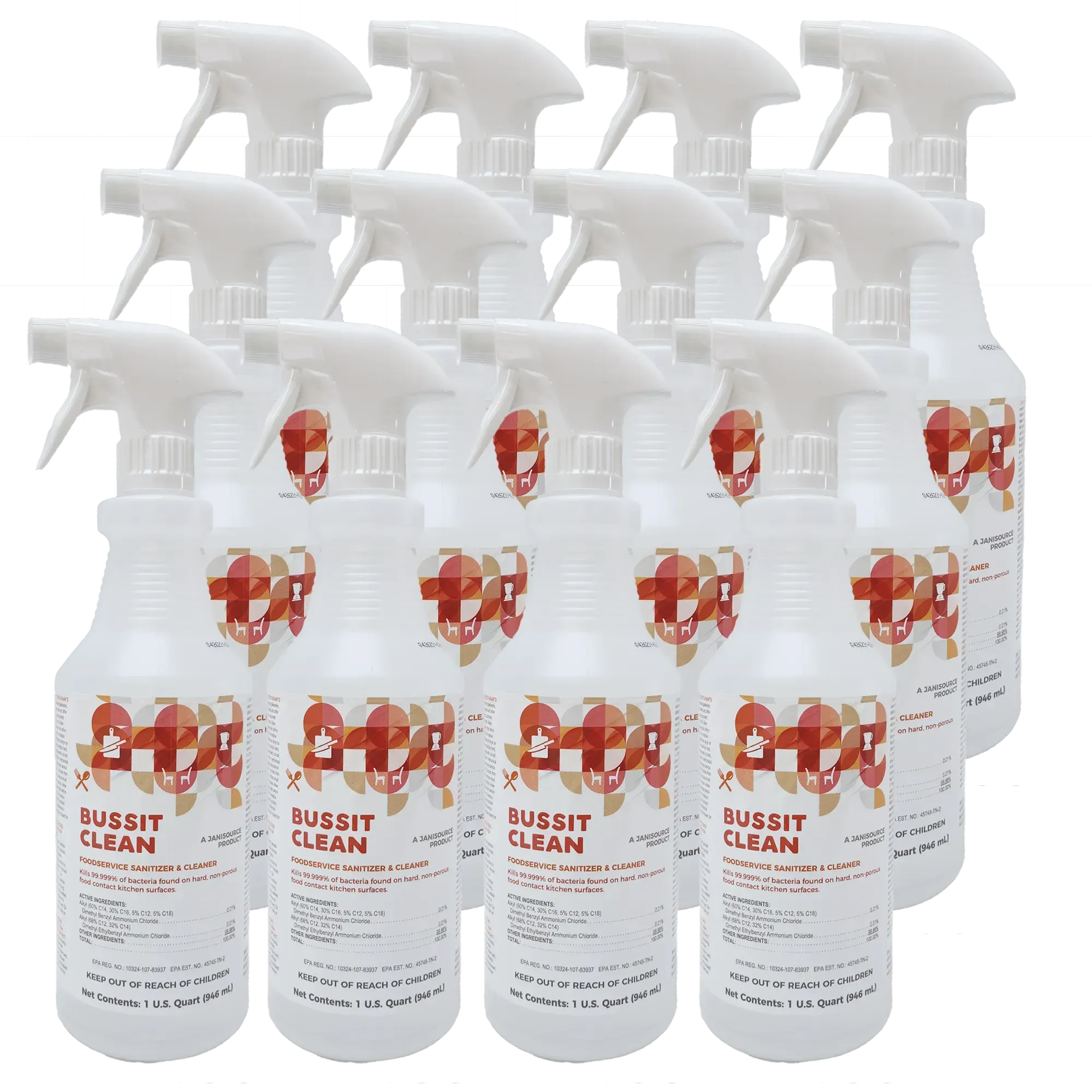 Bussit Clean Food Surface Sanitizer & Cleaner,  Spray & Wipe, Quart