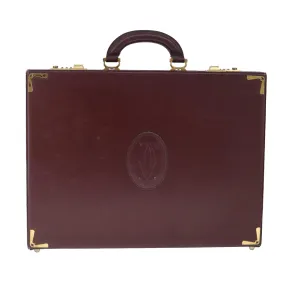 Cartier Must De Cartier Burgundy Leather Travel Bag (Pre-Owned)