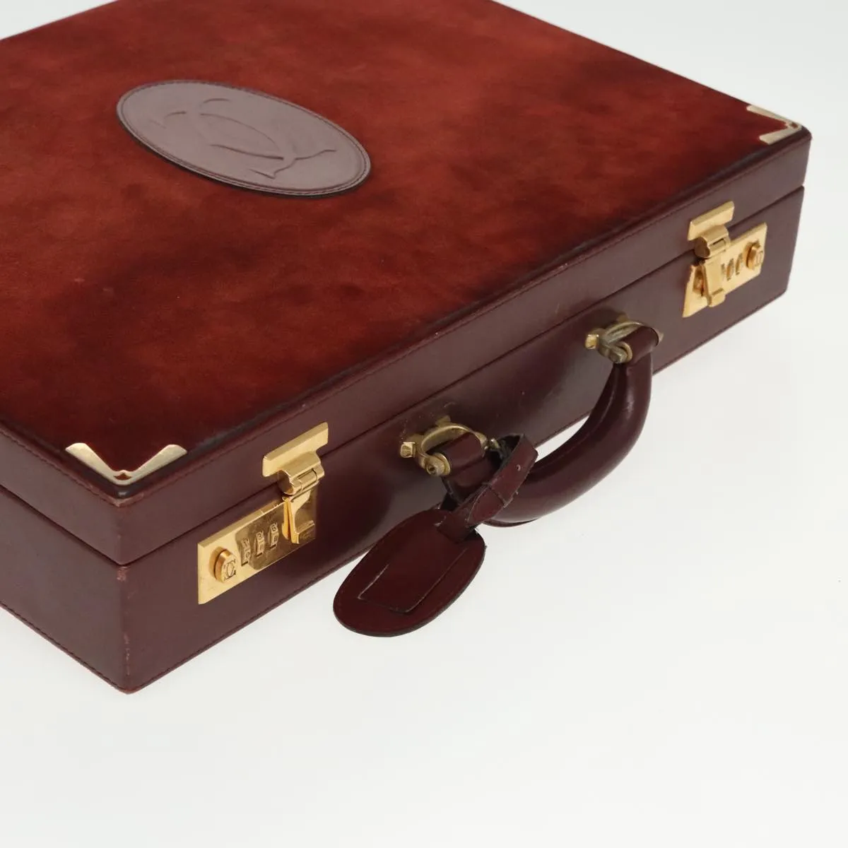 Cartier Must Line Burgundy Leather Travel Bag (Pre-Owned)