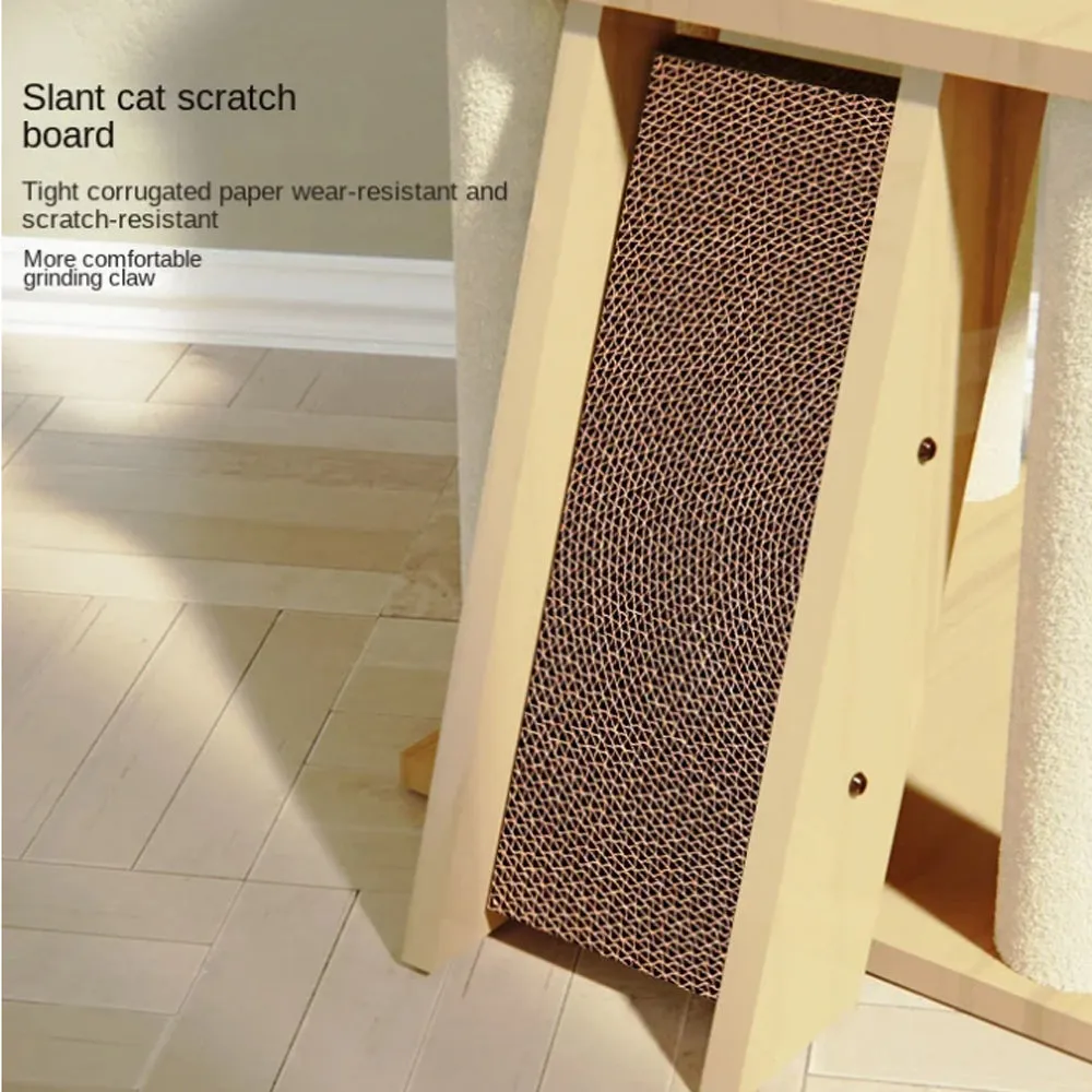 Cat Scratcher Bed Tower with Hammock Climbing Flower Tree Condo Ladder 120cm(Light Grey)