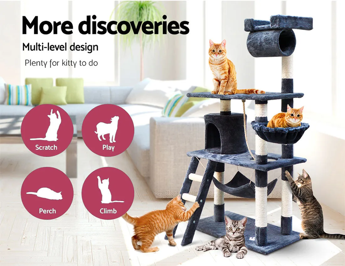 Cat Tree Scratching Post Scratcher Tower Toys Condo House Wood Furniture Bed Stand - grey