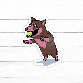 Dog with Tennis Ball Sticker | Waterproof Vinyl Decal | 3in