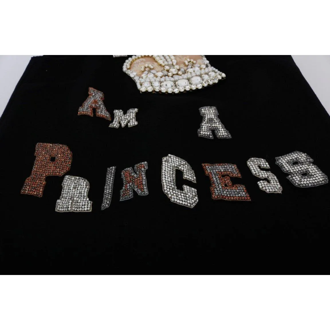 Dolce & Gabbana Black Wool Crystal Princess Dress