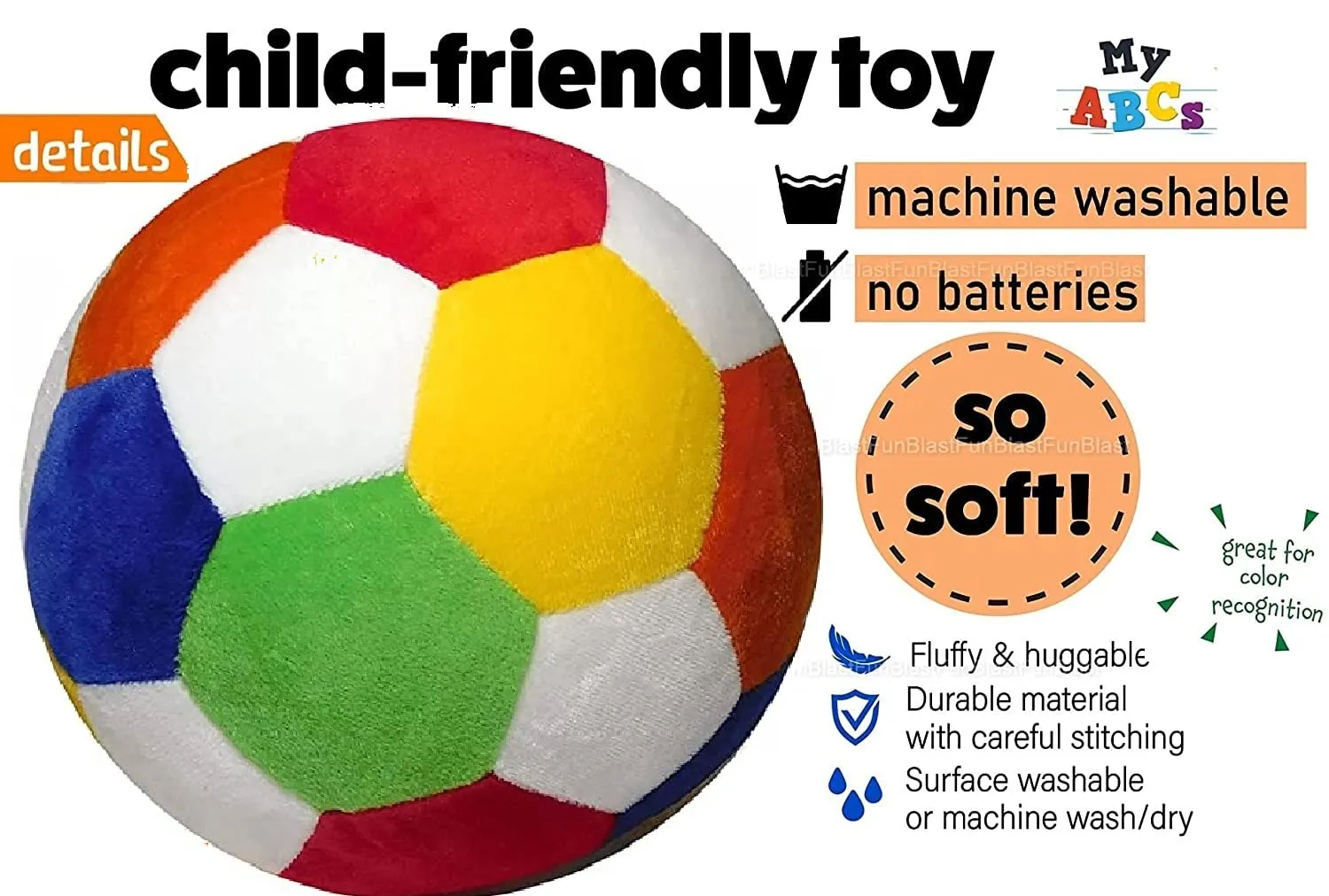 FunBlast Soft Ball for Kids - Plush Ball for Babies, Ball for Kids, Rattle Ball, Soft Balls for Baby, Balls for Babies, Toys for Kids, Football for Kids (Pack of 2 Pcs) (15 cm)