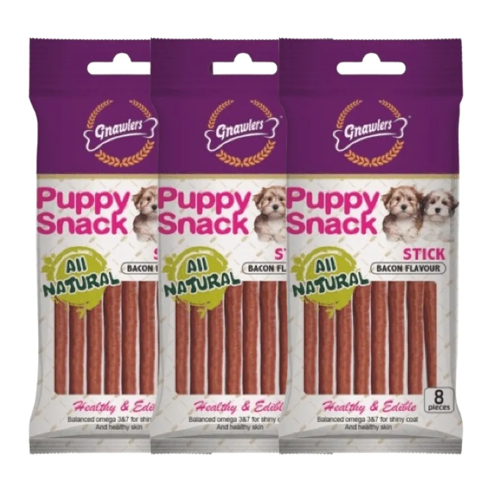 Gnawlers Puppy Snack Stick Bacon Flavoured Dog Treats