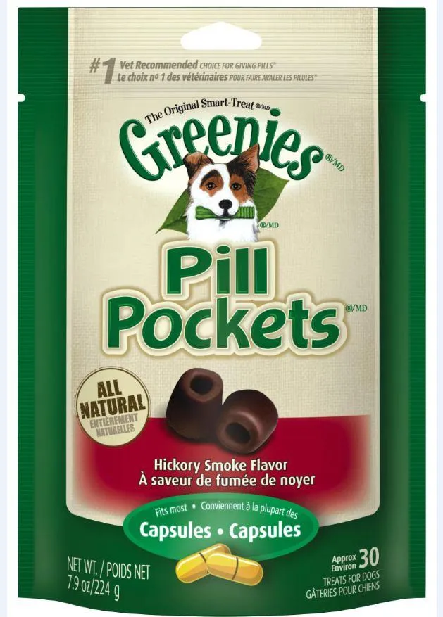 Greenies Pill Pockets Canine Hickory Smoke Flavor Dog Treats (For capsules: 7.9-oz, 30-pack)