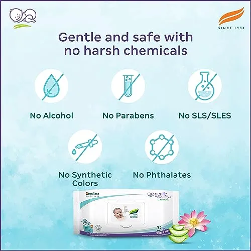 Himalaya Gentle Baby Wipes, 72 Wipes