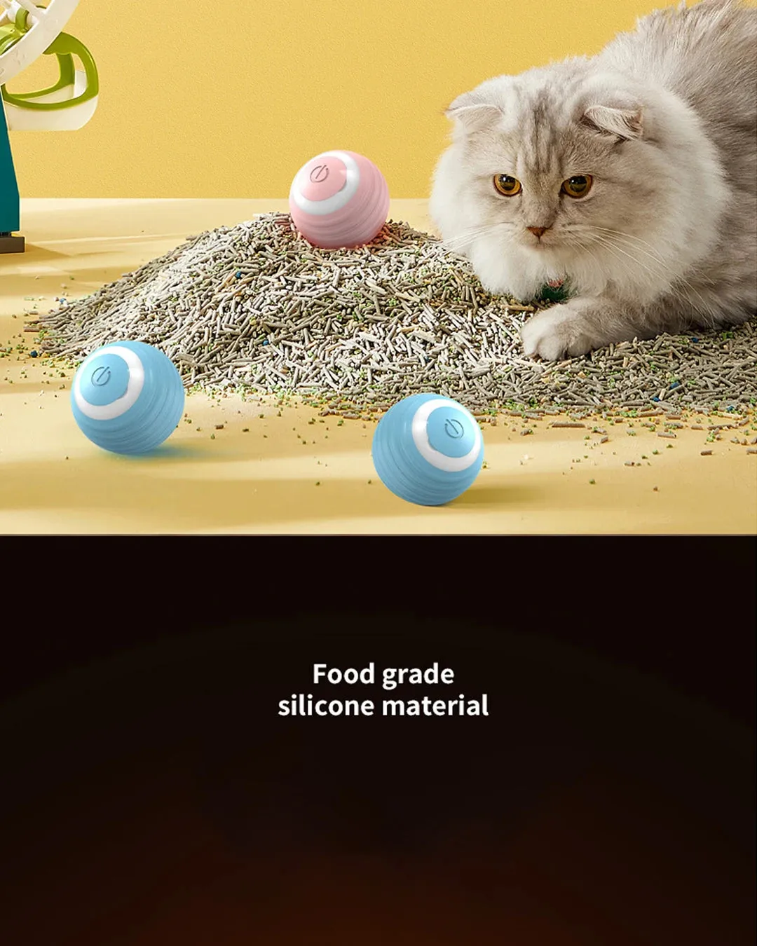 Interactive Cat Ball Toy Pet Silicone Premium Rechargeable with Light