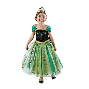 KAWELL Princess Anna Costumes Birthday Dress Up for Little Girls with Crown,Magic Wand,Gloves Accessories 3-7 Years