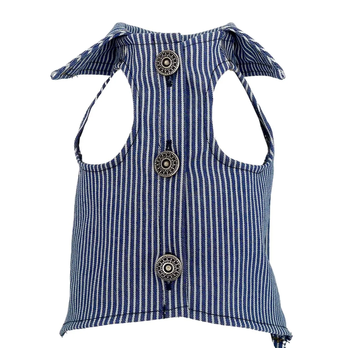 Personalized Bespoke Striped Denim Trucker Dog Coat
