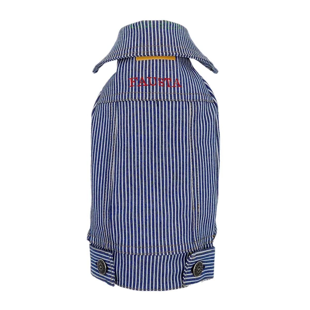 Personalized Bespoke Striped Denim Trucker Dog Coat