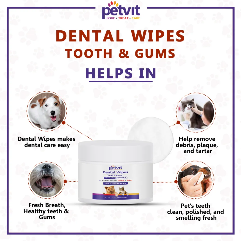 Petvit Dental Wipes for Dogs and Cats