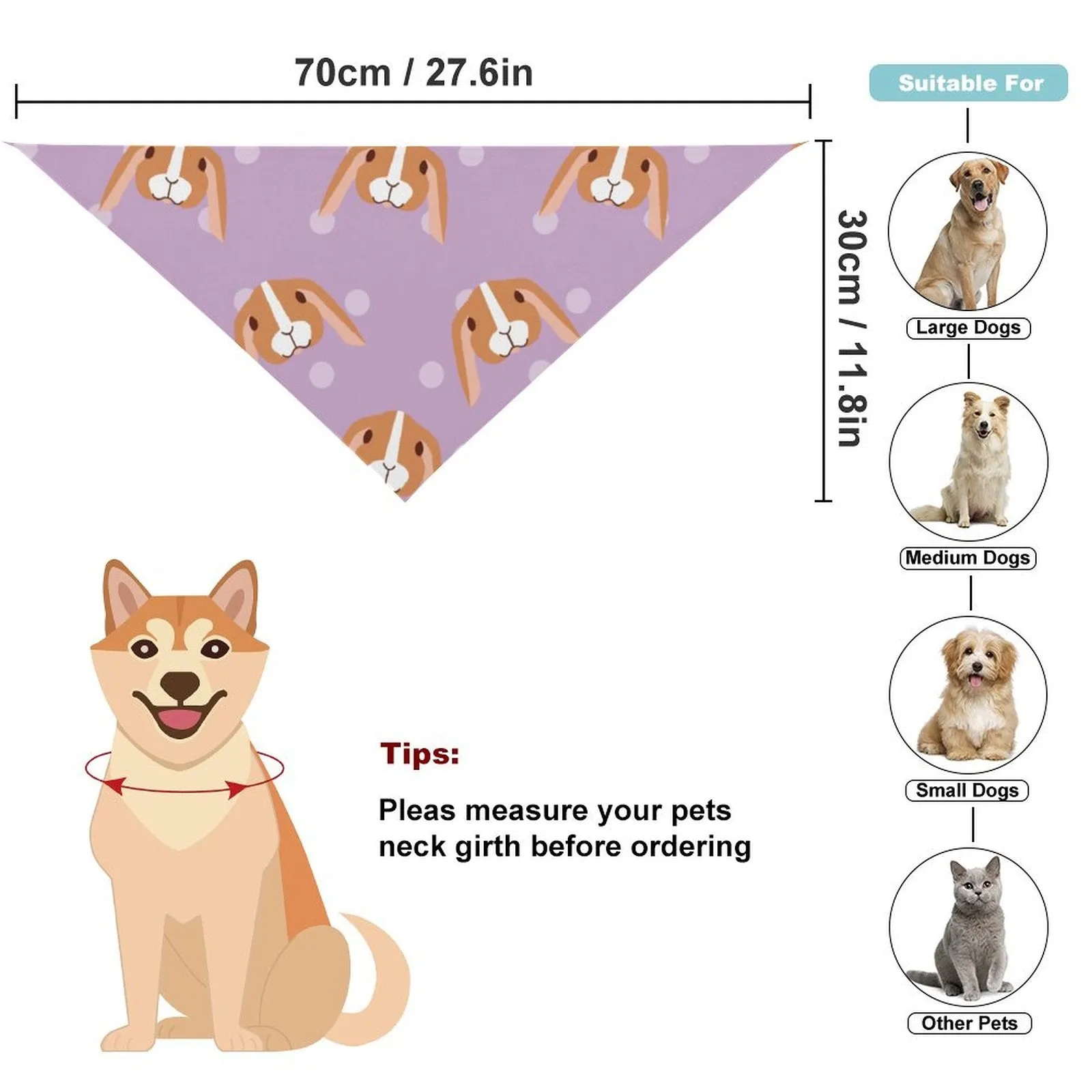 POD Upload Your Photo Polyester Pet Dog Bandana Pet Scarf