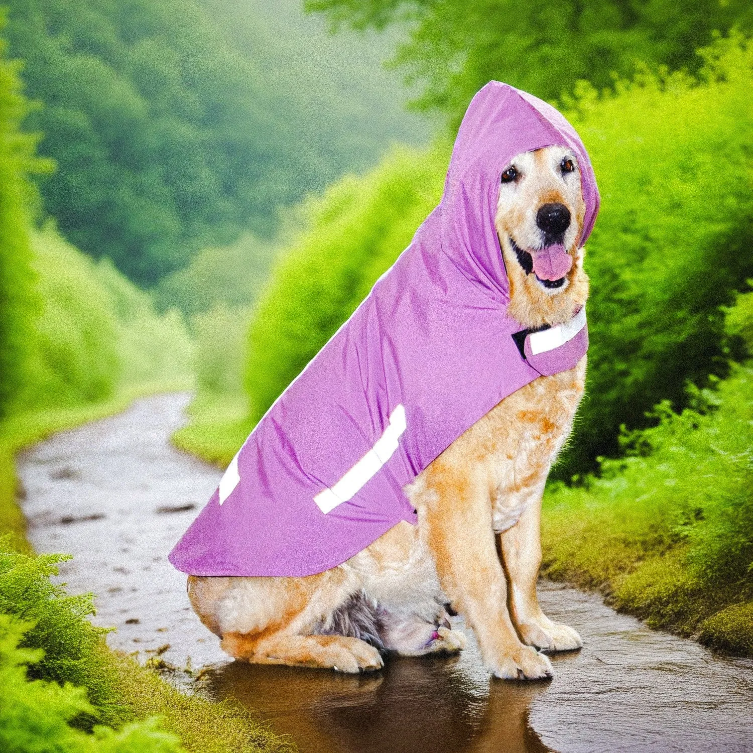 "Chasing Rainbows" Printed DryTech Dog Raincoat with Reflective Strips For Protection | Visibilitee Collection