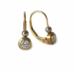 Series 8 | Simplicity Double Bezel, Lever back Earrings in 18k, Pt.   Dia.