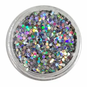 Silver Chunky Glitter (Holographic Glitter Mini Hexagons) - Silver Stardust