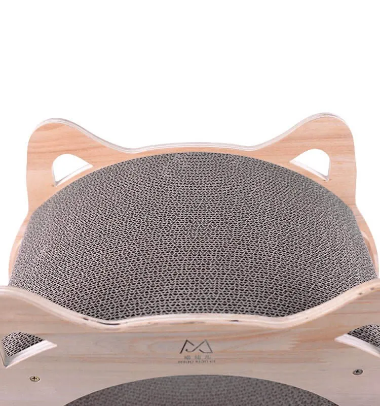 Solid Wood Cute Cat Head Shaped Scratcher