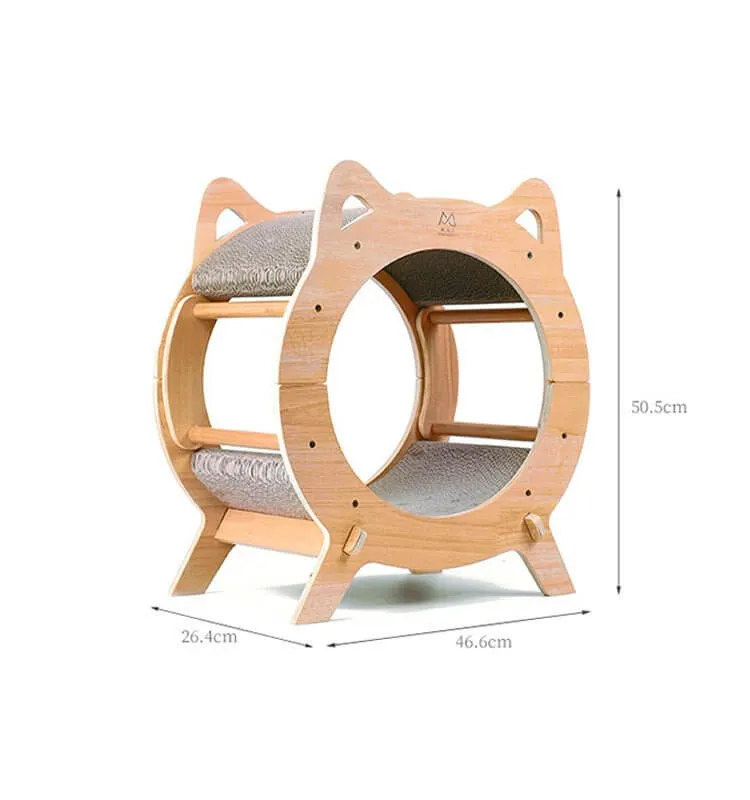 Solid Wood Cute Cat Head Shaped Scratcher