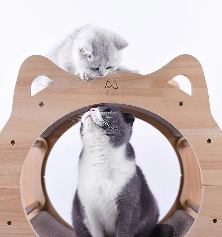 Solid Wood Cute Cat Head Shaped Scratcher