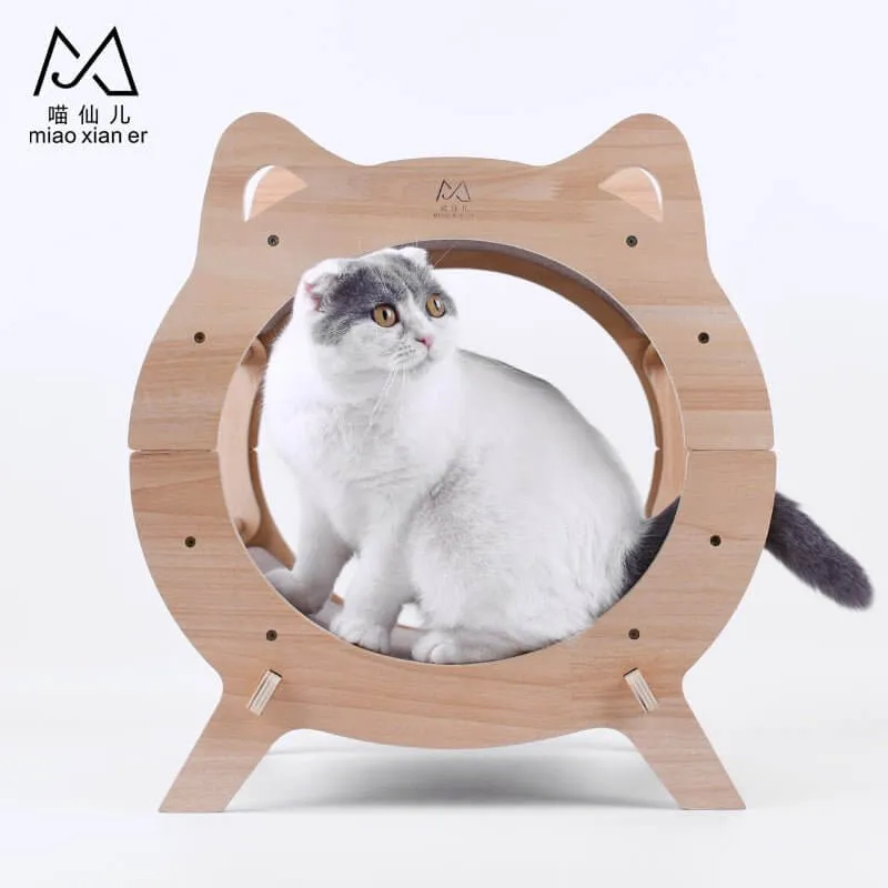 Solid Wood Cute Cat Head Shaped Scratcher