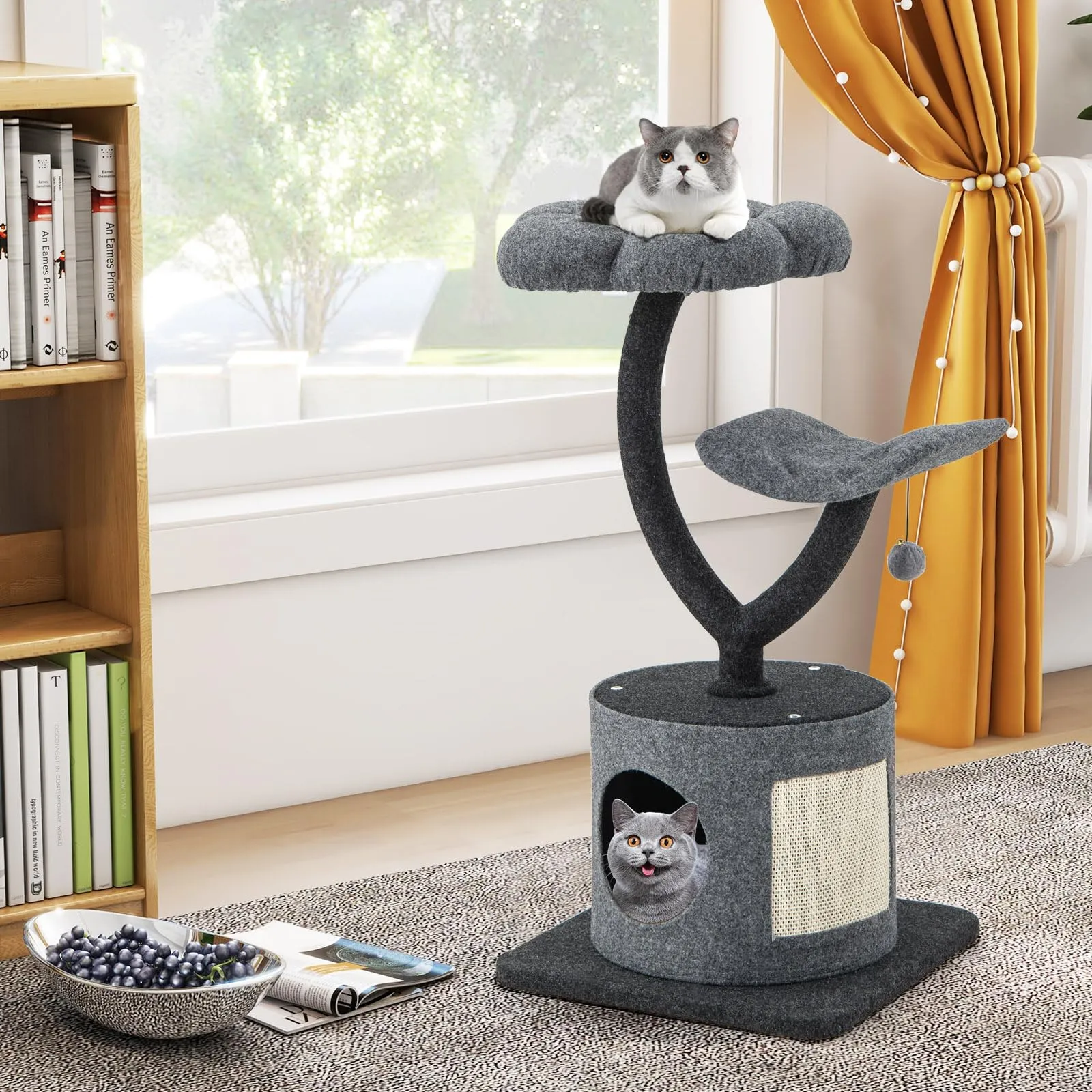 Tangkula Cat Tree for Indoor Cats, 35 Inch Small Cat Tower with Curved Metal Supporting Frame