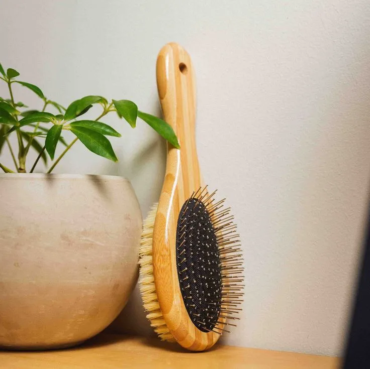 Tilley   Me | Bamboo Two-Sided Bristle and Wire Pet Brush