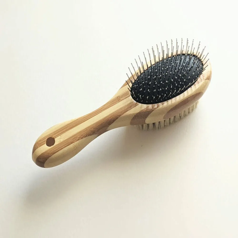 Tilley   Me | Bamboo Two-Sided Bristle and Wire Pet Brush