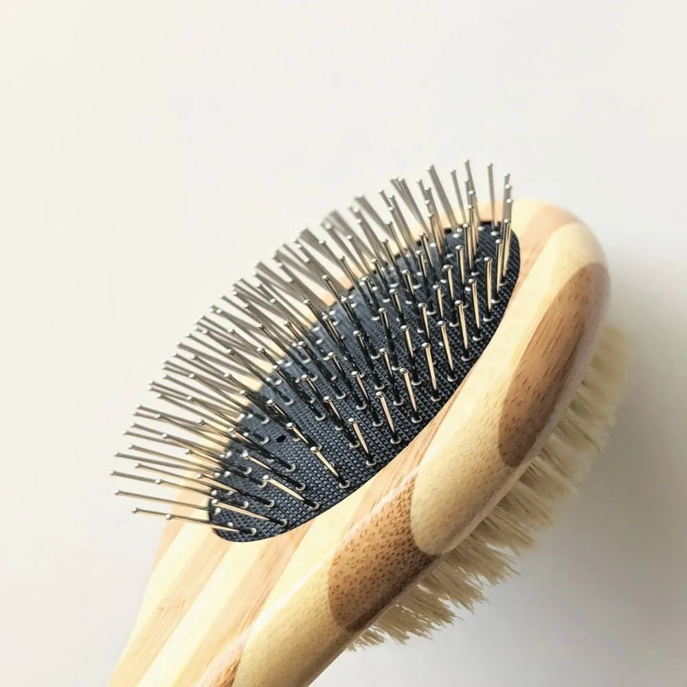 Tilley   Me | Bamboo Two-Sided Bristle and Wire Pet Brush
