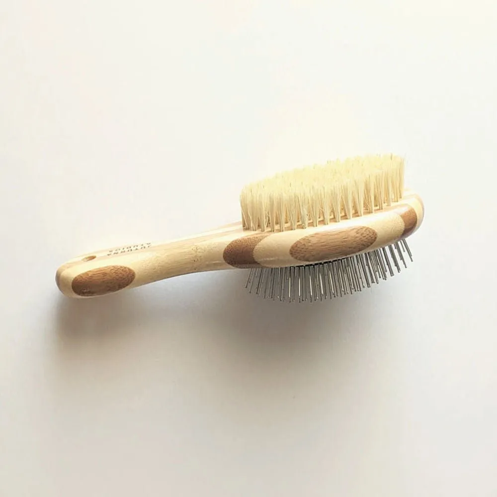 Tilley   Me | Bamboo Two-Sided Bristle and Wire Pet Brush