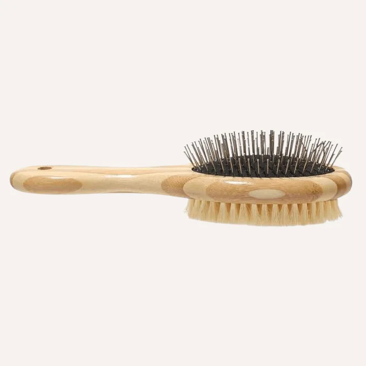 Tilley   Me | Bamboo Two-Sided Bristle and Wire Pet Brush