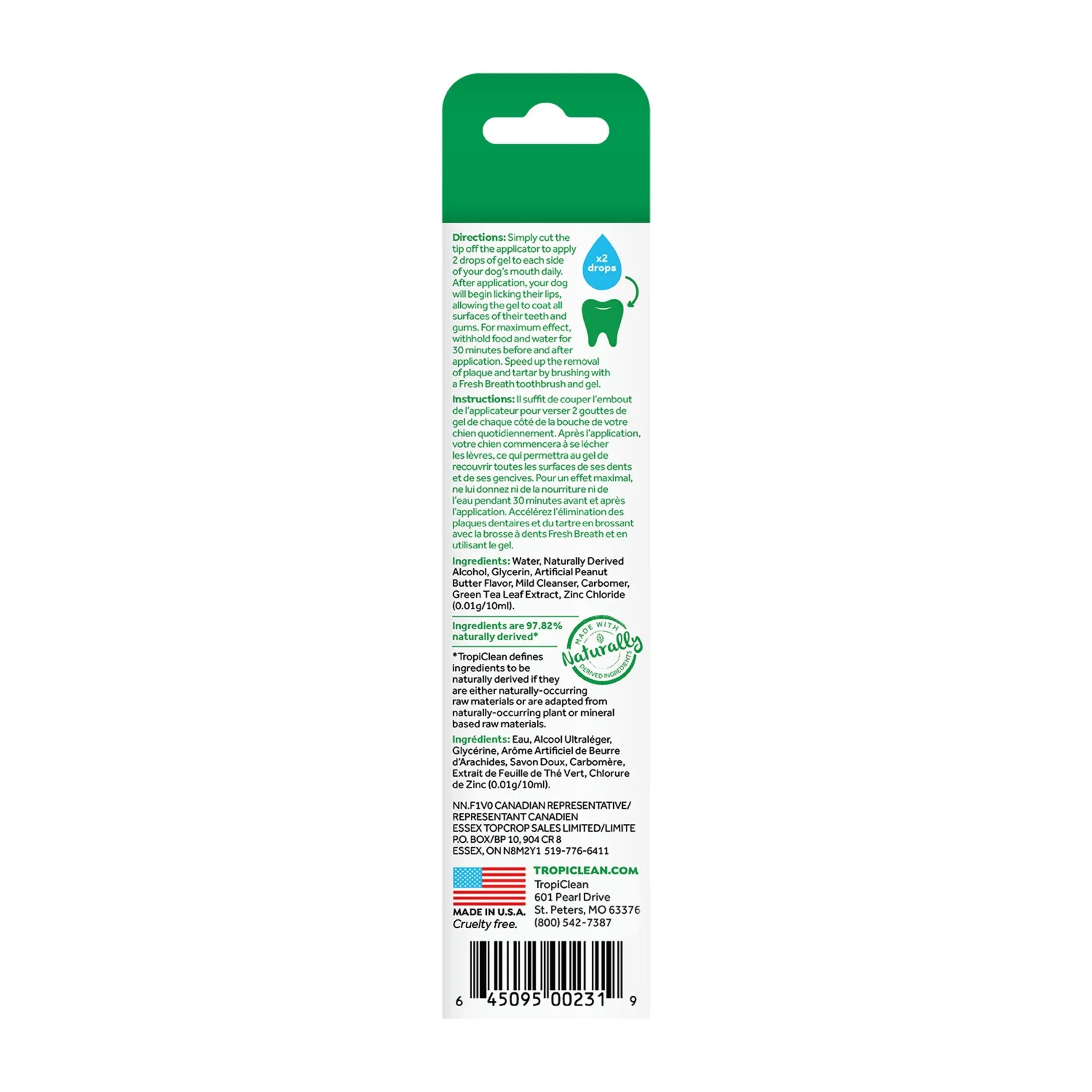 Tropiclean Fresh Breath Clean Teeth Gel Peanut Butter 59ml