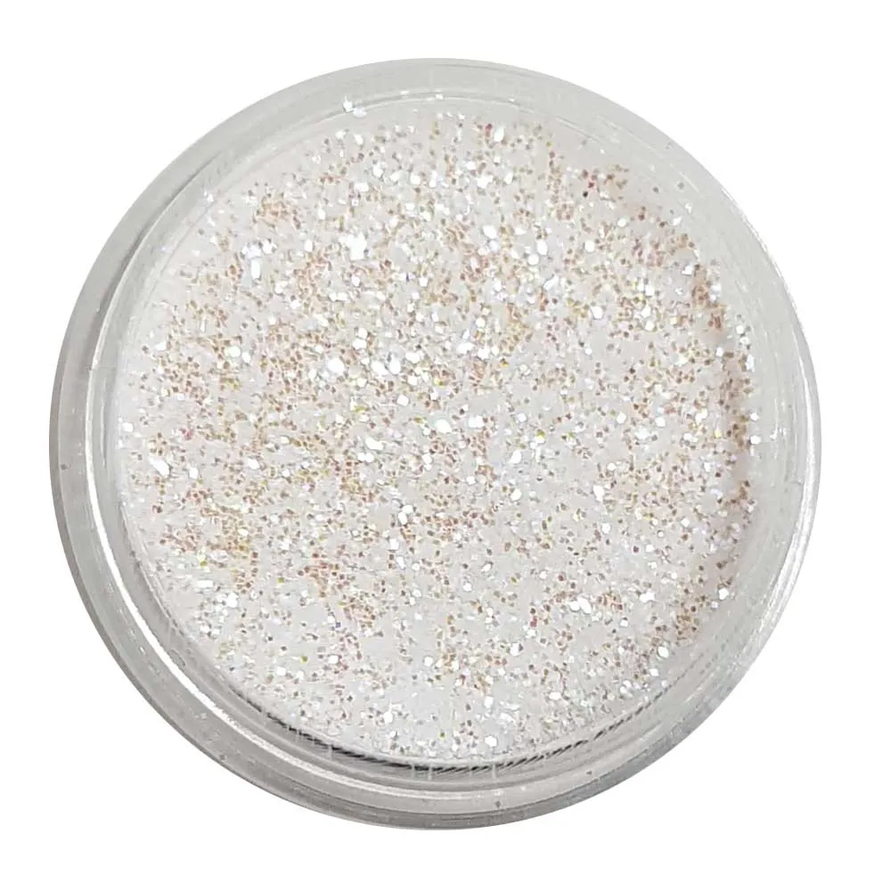 White/Rose Gold Glitter (White Iridescent Glitter) - Rose Gold Pearls